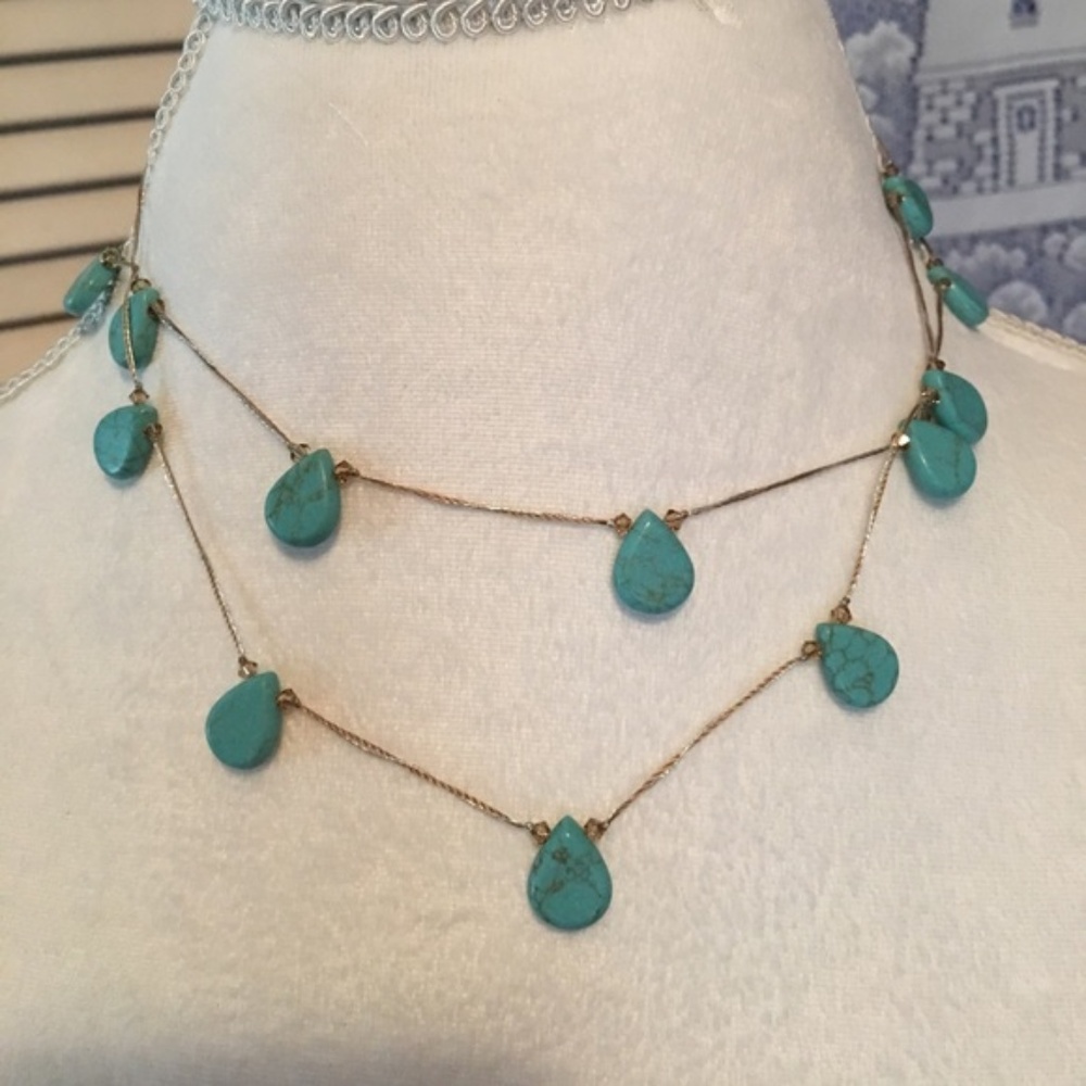 Stella & Dot | [Retired] Delicate Threaded Silk Turquoise Necklace - Picture 3 of 8